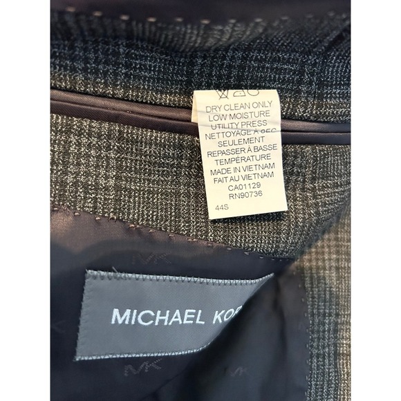 Michael Kors Plaid Blazer Sport Coat Modern Fit Gray Jacket Size 44S - Picture 10 of 10